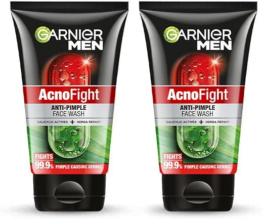 Garnier Men, Anti-Pimple Face Wash, Repairs Skin & Balances Oils, AcnoFight, 100 g (Pack of 2)