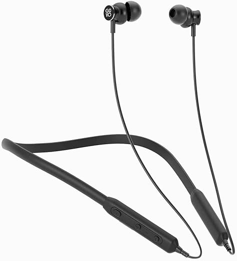 GOVO GOKIXX 410 Bluetooth Wireless Neckband in Ear Earphone - 8H Battery, 10mm Drivers, IPX5, Magnetic Earbuds, Integrated Controls & Lightweight Design (Platinum Black)