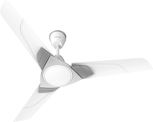 Polycab Aereo Plus Star Rated, 1200mm Ceiling Fan For Home | High Speed & Air Delivery | Saves Up To 33% Electricity, Rust-Proof Blades, 52 Watt | 3-yr Warranty【Pearl White Cloud Grey Silver】