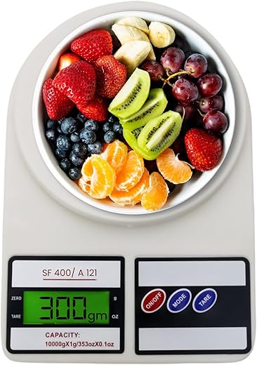 Atom 10Kg Kitchen Weight Machine 6 Months Manufacturer Warranty, Digital Scale with LCD Display, Scale for Home Baking, Cooking & Balance Diet. Machine with capacity 10Kg, SF400/A121,Color May Vary