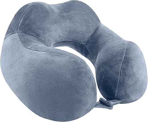 Billebon Premium Neck Pillow Airplane Travel Pillow Neck Adjustable 360 Degree Support Head Rest Neck Support Pillow for Travel with Lifetime Warranty (Grey)