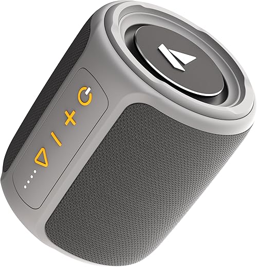 boAt Stone 352/358 Bluetooth Speaker with 10W RMS Stereo Sound, IPX7 Water Resistance, TWS Feature, Up to 12H Total Playtime, Multi-Compatibility Modes, Free Music Streaming on JioSaavn(Groovy Grey)