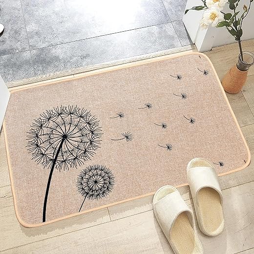 Cortina Printed Heavy Duty Non Slip Rubber Back with Linen Surface Doormat |Essential Small Rug for Office, Bedroom & Kitchen,Bathroom 40x60 Cm (Black)