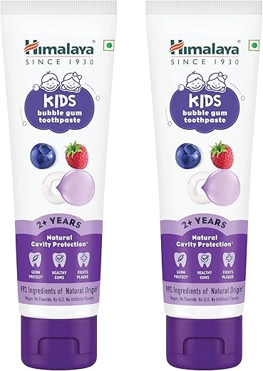 Himalaya Kids Bubble Gum Toothpaste, 80g x Pack of 2 | 2 to 12 Years | Natural solution for germ and cavity protection | 99% Natural Origin Ingredients