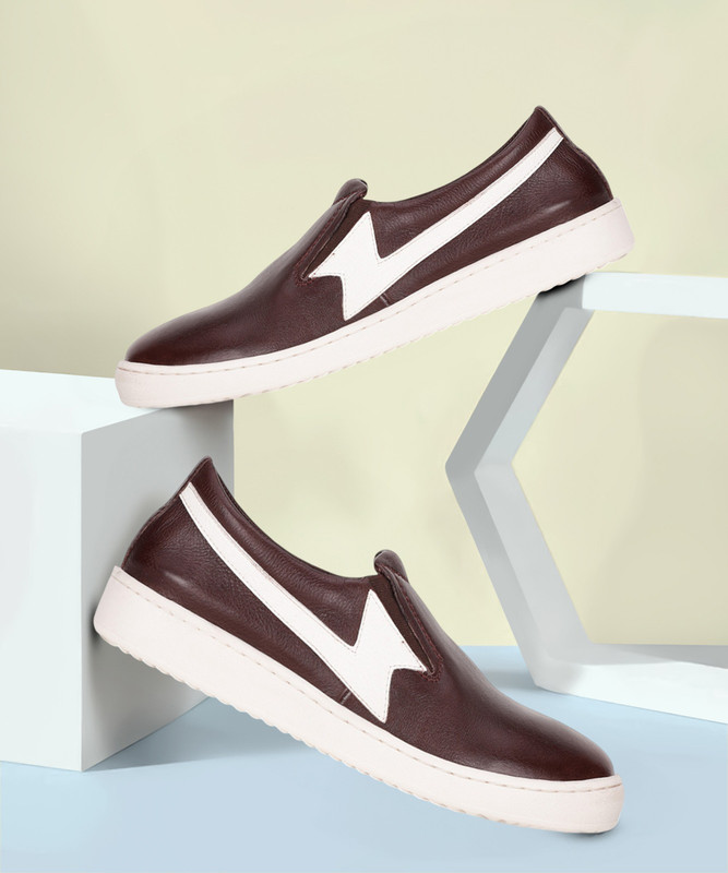 HUSH PUPPIES Smith Slip On -E Sneakers For Men(Maroon , 7)