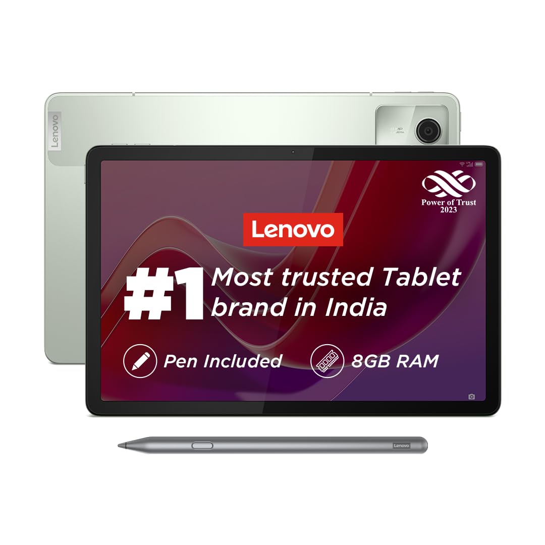 Lenovo Tab M11 with Pen| Wi-Fi Connectivity| 8 GB RAM, 128 GB ROM|11 Inch Screen| 90 Hz, 72% NTSC, FHD Display| Quad Speakers with Dolby Atmos|Octa-Core Processor |13 MP Rear Camera, Green