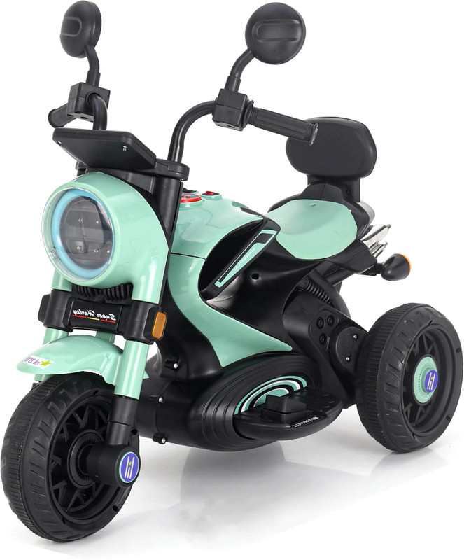 LITTLE RIDES Harley 6V Electric Kids Bike with Rechargeable 6.5 Ah Battery Bike Battery Operated Ride On(Green)