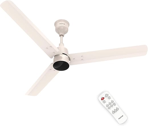 Polycab Wizzy Plus 1200mm 5-Star BLDC, Remote Ceiling fan for Living Room| 55% Energy Saving, 100% Copper, High Air Delivery, Reversible & Timer | 3+1 yr Warranty【Beige Rosegold】