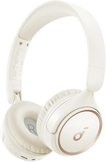 soundcore by Anker H30i Wireless On-Ear Headphones, Foldable Design, Pure Bass, 70H Playtime, Bluetooth 5.3, Lightweight and Comfortable, App Connectivity, Multipoint Connection (White)