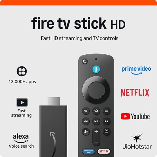 Amazon Fire TV Stick HD (newest model), Alexa Voice Remote with TV power & volume controls, full HD streaming device