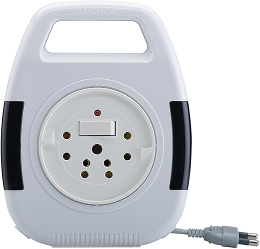 Anchor by Panasonic 6A 2 Pin Flex Box with Indicator & Handle | 8 Mtr Extension Flex Box for Home, Office (5219)
