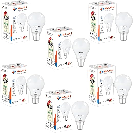 Bajaj Ivora HB LED Lamp 9W | Cool Day Light-6500K B22 | IR Free | UV Free | EnvIRonment Friendly‎ | Energy Efficient | 3.5 KV Surge Protection | Open CIRcuit Protection (Pack Of 6) | 1 Yr Warranty |