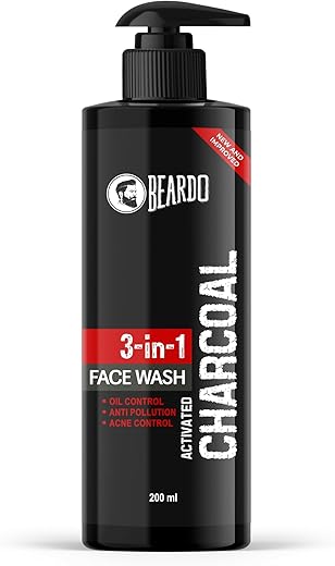 Beardo 3-in-1 Activated Charcoal Face Wash| Deep Cleanse, Exfoliate & Detoxify | All-in-One Face Wash for Oily Skin, Dirt & Pollution Removal | Oil Control Face wash for men 200ml