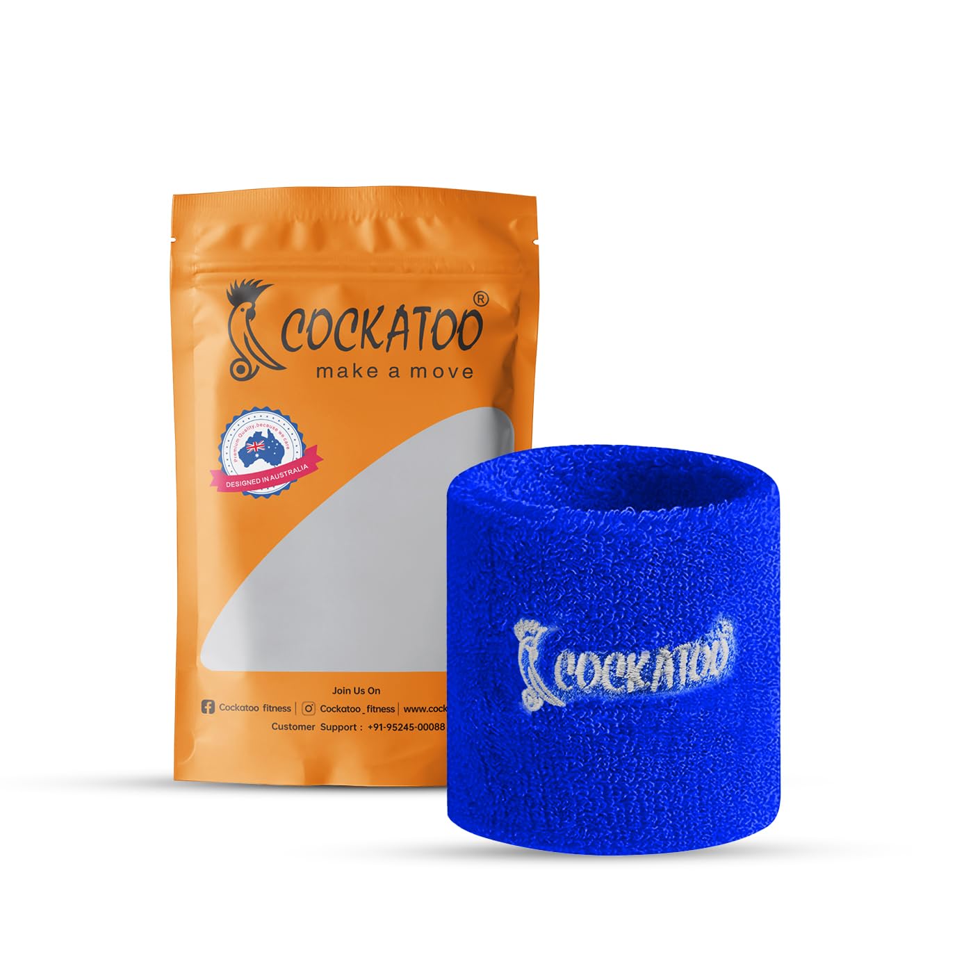 Cockatoo Wrist Band for Men and Women – Gym, Badminton, Workout (Pack of 1, Blue)