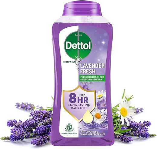 Dettol Body Wash and Shower Gel for Women and Men, Lavender Fresh- 250ml | | 8hr long lasting fragrance