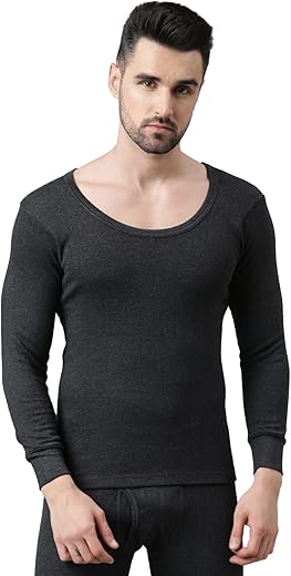 DIXCY JOSH Mens Round Neck Full Sleeves Solid Thermal Tops (Pack of 1)
