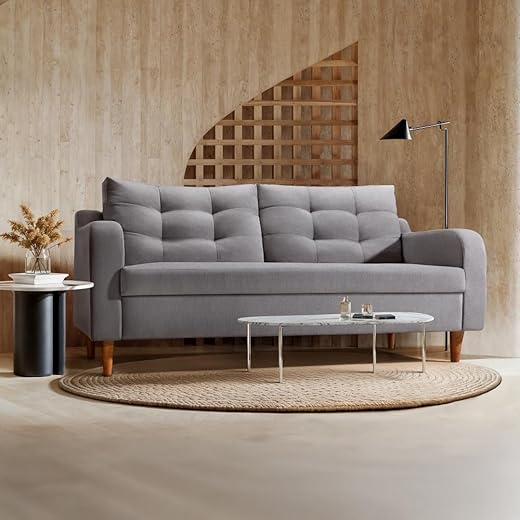 Duroflex Ease Plus - 3 Seater Sofa Set for Living Room | 3 Year Warranty | Premium Wooden Frame Sofa | Anti-Pilling Fabric, Fade & Termite Resistant | Comfortable & Durable Couch – Steeple Grey