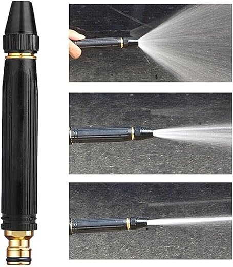 Episkey Water Spray Gun for Car Wash Bike Washing Gun for 1/2" Hose Pipe High Pressure Water Gun Nozzle Adjustable Car Washer Gun Brass Jet Water Spray Nozzle for Garden & Window (BLACK NOZZLE)