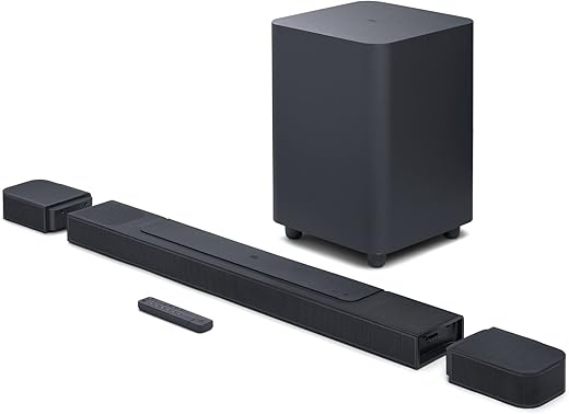 JBL Bar 1000 Pro, 11.1 (7.1.4) Channel Truly Wireless Soundbar with True Dolby Atmos®, DTS:X, and MultiBeam™ Surround Sound, 10” Down-Firing Wireless Subwoofer, HDMI eARC, BT,WiFi,Alexa, One App(880W)