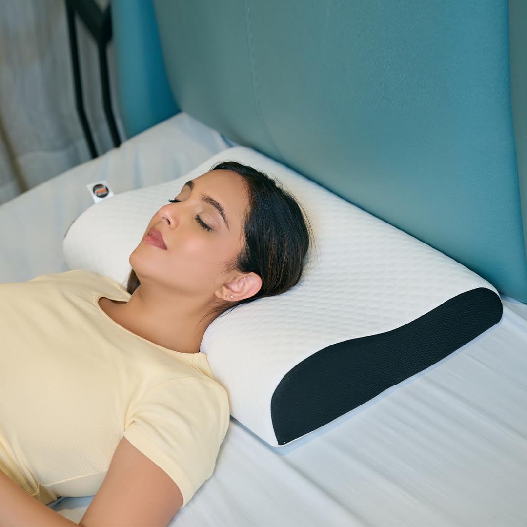 Memory Foam Cervical Neck Pillow | 2 Years Warranty | Pain Relief Sleep, Improves Posture Spinal Alignment, Neck Pain Relief | Queen 19 x 11 x 3.5 Inch | White Jacquard Cover | Pack of 1