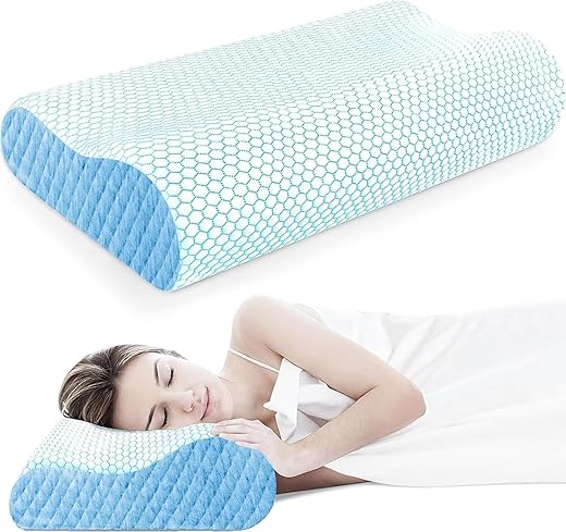 Memory Foam Pillow, Contour Cervical Orthopedic Memory Foam Pillows Supports Neck Pain and Shoulder Pain for Sleeping, Ergonomic Cervical Pillow Neck Support Pillow for Side Back (Z2)