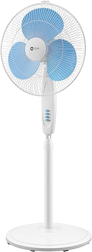 Orient Electric Stand-82 400 MM Oscillating Pedestal Fans | Stand Fan with Tilt Mechanism | High Air Delivery | Aesthetic Design with Telescopic Arrangement | 2 Year Warranty by Orient, Sky Blue