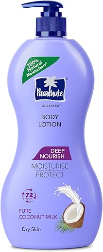 Parachute Advansed Deep Nourish Body Lotion for Women & Men, Dry Skin, 600ml | Pure Coconut Milk, 100% Natural, 72h Moisturisation