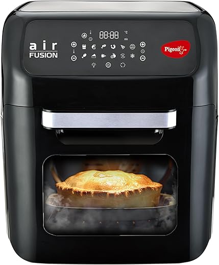 Pigeon by Stovekraft Air Fryer Oven 12L | 1800W | 2-in-1 Appliance – AirfryerOTG | Digital Touchscreen | 9 Preset Menu | Air Fry, Bake, Broil, Toast, Defrost (Black) | With Rotisserie | 7 Accessories