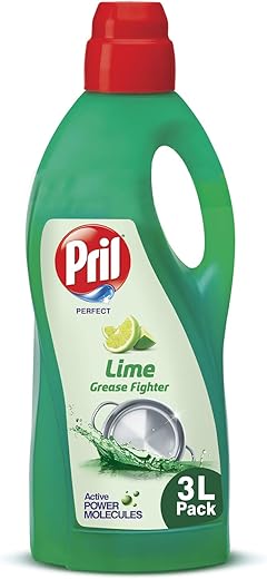 Pril Lime Liquid Dishwash Gel - 3L | Dish Cleaning Liquid Gel with German Technology - Active Power Molecules Leaves No Residue, Grease Cleaner For All Types of Utensils