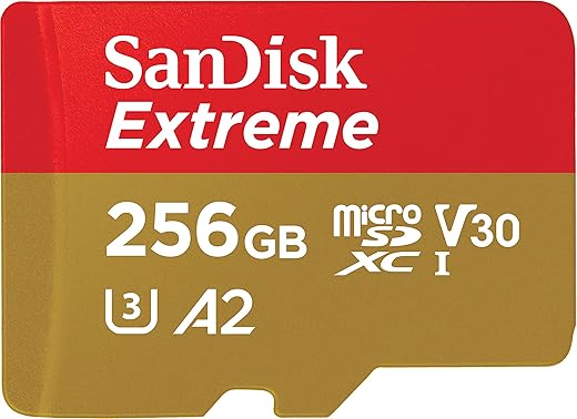 SanDisk Extreme® 256GB microSDXC UHS-I, 190MB/s Read, 130MB/s Write Memory Card for 4K Video on Smartphones, Action Cams and Drones
