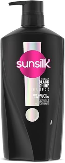 Sunsilk Radiant Black Shine Shampoo 650 ml || Infused with 3% VITA-GLOSS COMPLEX* || Gives Glass Shine Hair