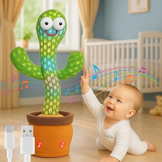 Toy Imagine Rechargeable Talking Cactus Toy for Kids – Musical Dancing, Speaking Cactus Toy for Babies – Educational Talking Toy for Baby Boys & Girls (0-3 Years) – Speaking, Repeating for Toddlers