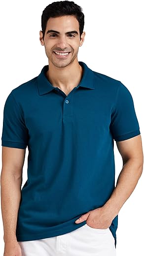 Amazon Brand – Symbol Men’s Cotton Rich Solid Polo Tshirt | Collar Tshirts | Half Sleeves | Plain-Regular Fit (Available in Plus Size and Combo Pack of 2)