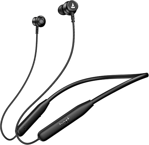 boAt 2025 Launch Rockerz 113, 40H Battery, Dual Pair, Fast Charge, ENx Tech, Stream Ad Free Music via App Support, Magnetic Buds, Bluetooth Neckband, Wireless with Mic in Ear Earphones (Active Black)