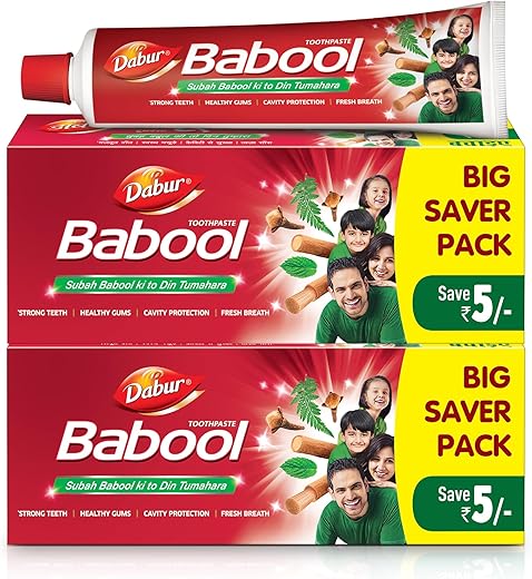 Dabur Babool Ayurvedic Toothpaste -700g (350g x 2) | For Strong Teeth & Healthy Gums | Helps in Cavity Protection, Fresh Breathe | All Round Protection