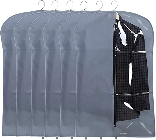 Kuber Industries 6 Pieces Half Transparent Non Woven Men’s Coat Blazer Suit Cover (Grey)