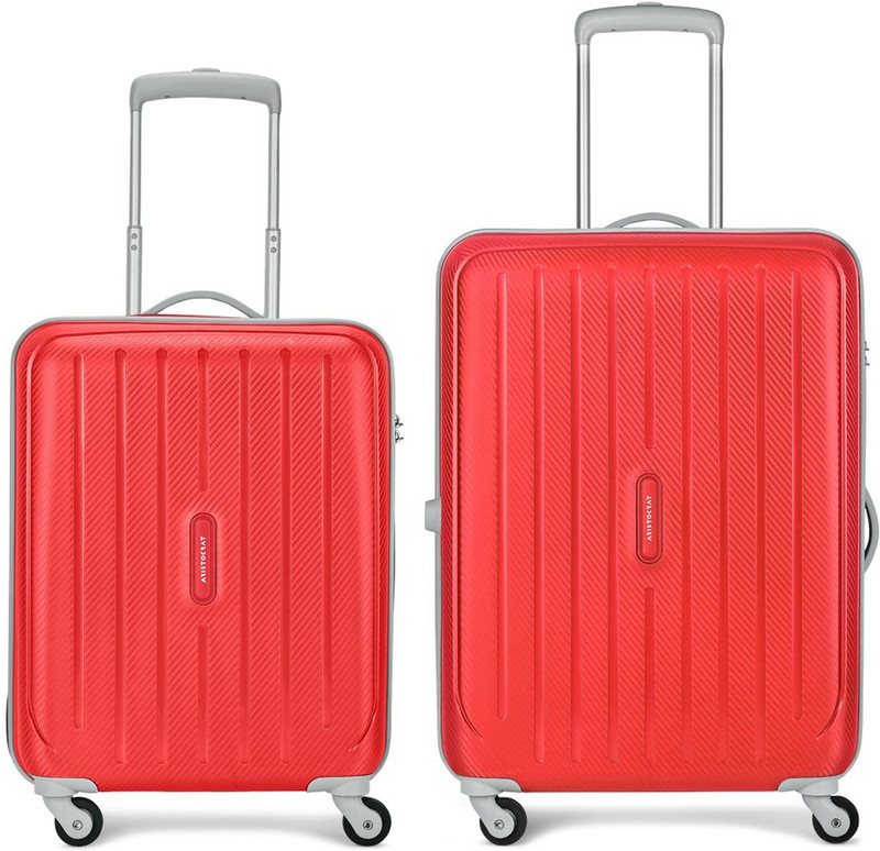 ARISTOCRAT Hard Body Set of 2 Luggage 4 Wheels – Photon 2 (Small 55cm | Medium 64cm) – Trolley Bag – Red