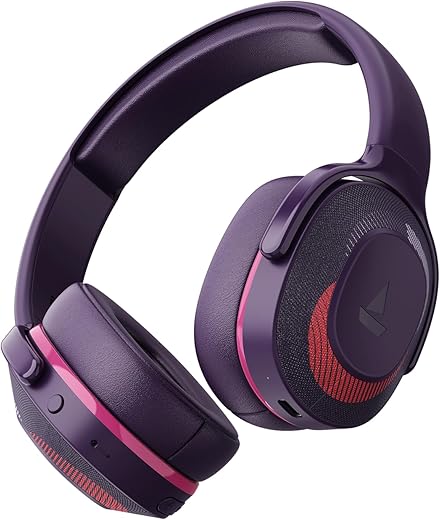 boAt Rockerz 425 Bluetooth Headphones Wireless On Ear Headphones Signature Sound, Enx Tech, ASAP Charge, 25H Playtime, Bluetooth Headphones V5.2, Dual Pairing with Mic(Techno Purple)