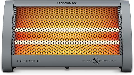 Havells Cozio Nuo Room Heater| Dual Heat Setting 400/800 Watt| Dual Quartz Heating Rods| Silent Operation| Tip Over Protection| Fire Retardant Material| Anti Rust Reflector| 2 Year Warranty(Grey)