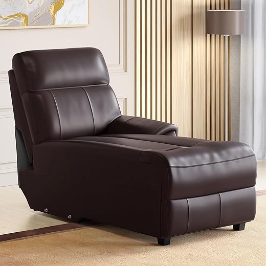 Home Centre Stockholm Half Leather 1-Seater Push Back Lounge Recliner – Brown