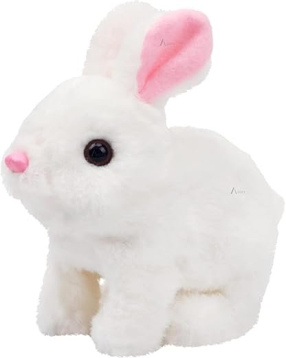 Hopping Walking Bunny Toy with Sounds, Jumping Rabbit Wiggling Ears, Twitching Mouth and Nose, Educational Interactive Bunny Rabbit Toy for Baby Kids