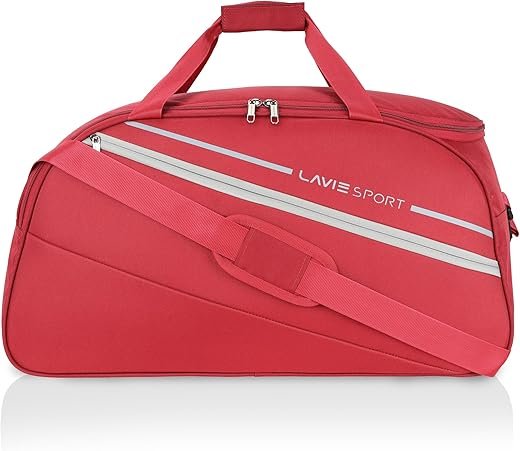 Lavie Sport Polyester Strato Medium 55 Cms Duffle Bag | Spacious Duffle Bag for Weekend Getaways, 26 cm, Red