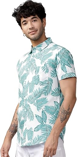 LookMark Men’s Cotton Blend Stitched Solid Half Sleeve Slim Fit Shirt