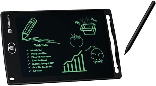 Portronics Ruffpad 8.5E Re-Writable LCD Writing Pad with Screen 21.5cm (8.5-inch) for Drawing, Playing, Handwriting Gifts for Kids & Adults,(Black)