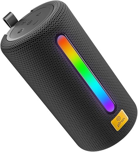 pTron Fusion Buzz 14W Bluetooth Speaker with Pristine Sound, 8hrs Playback, Rhythmic RGB LEDs, Multi-Play Modes BT5.3/TF Card/USB, TWS Feature, Integrated Button Controls, Type-C Charging (Black)