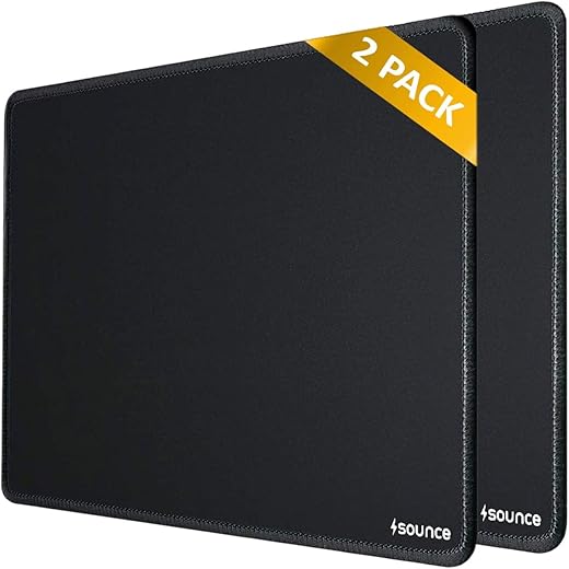 Sounce Mouse Pad (Pack of 2) 230 x 190 x 2mm, Durable & Smooth Surface, Non-Slip Rubber Base, Waterproof Design, Ideal for Laptop, PC, Laser & Optical Mice (Black)