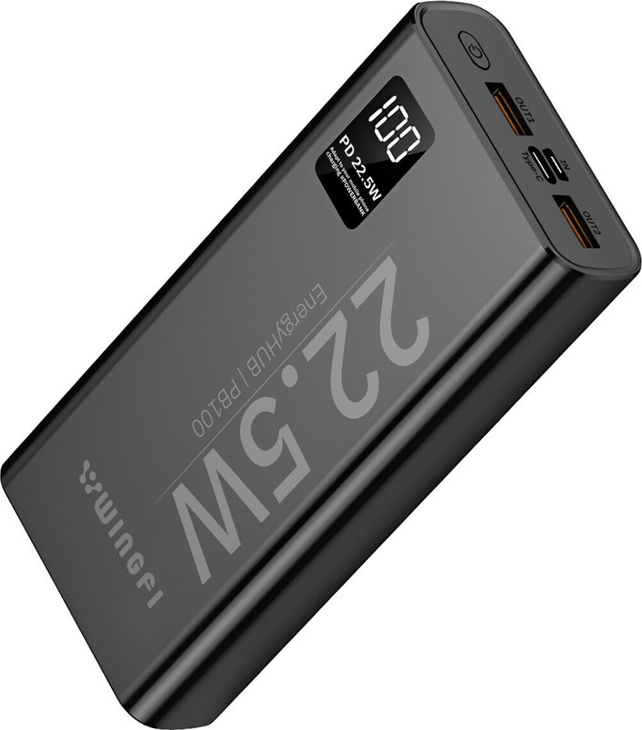 WINgFI 20000 mAh 22.5 W Compact Power Bank(Black, Lithium Polymer, Quick Charge 4.0, Power Delivery 3.0 for Mobile)