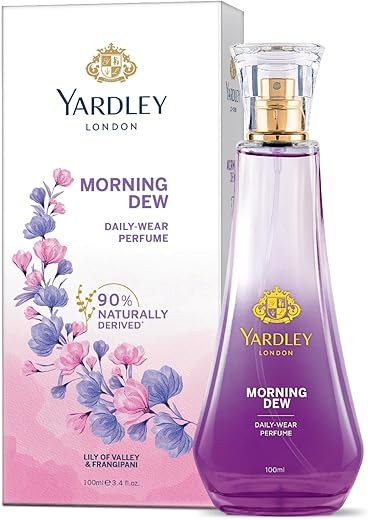 Yardley London Morning Dew Perfume Spray| Fresh Floral Scent| 90% Naturally Derived| Lilly Of Valley & Frangipani| Perfume For Women| 100Ml