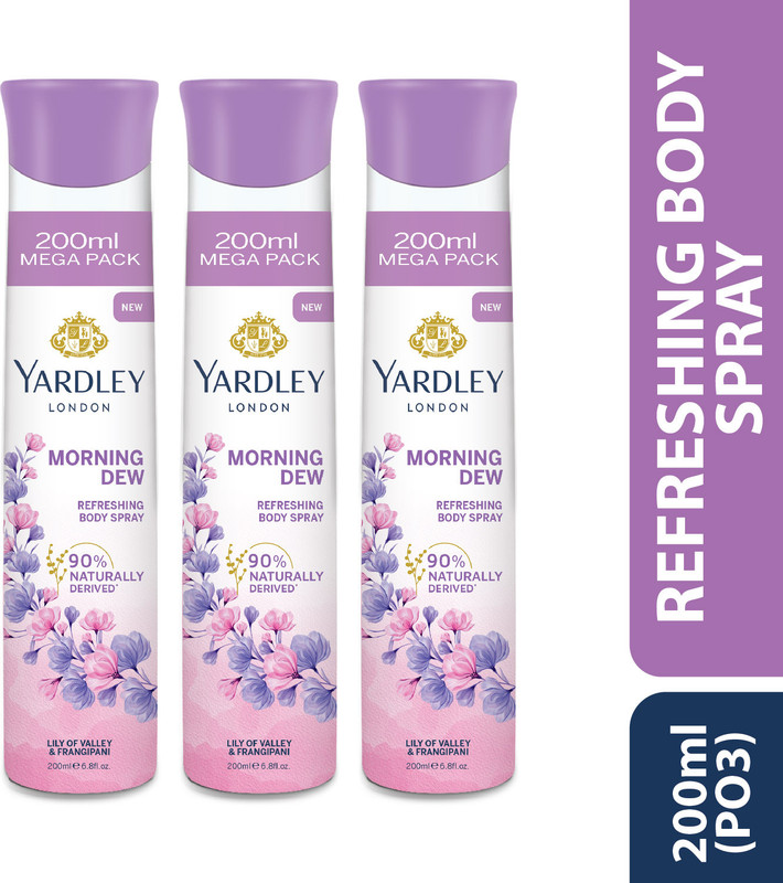 Yardley London Morning Dew Refreshing Body Spray 200ml Deodorant Spray - For Women(600 ml, Pack of 3)