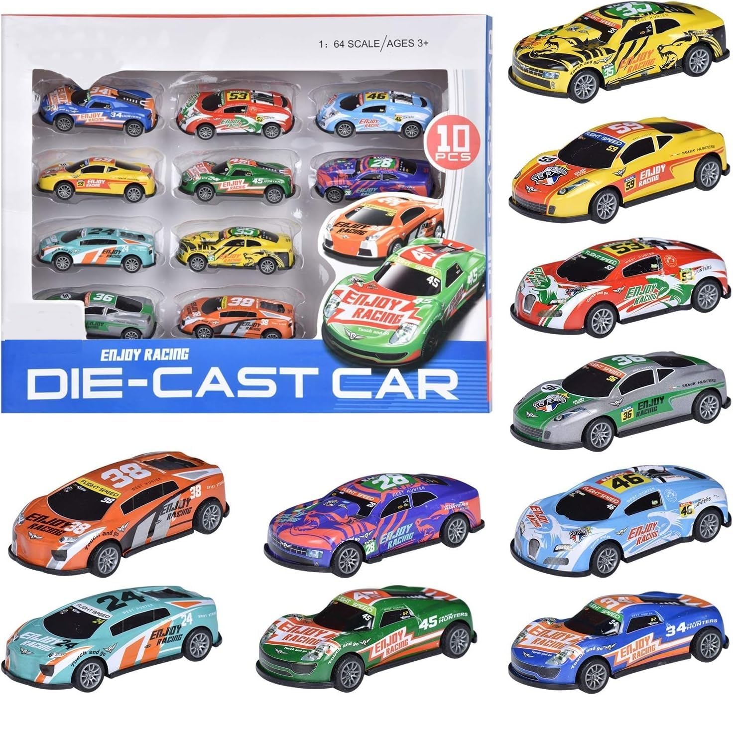 Amitasha 10 Unbreakable Racing Mini Diecast Car Models Set for Kids